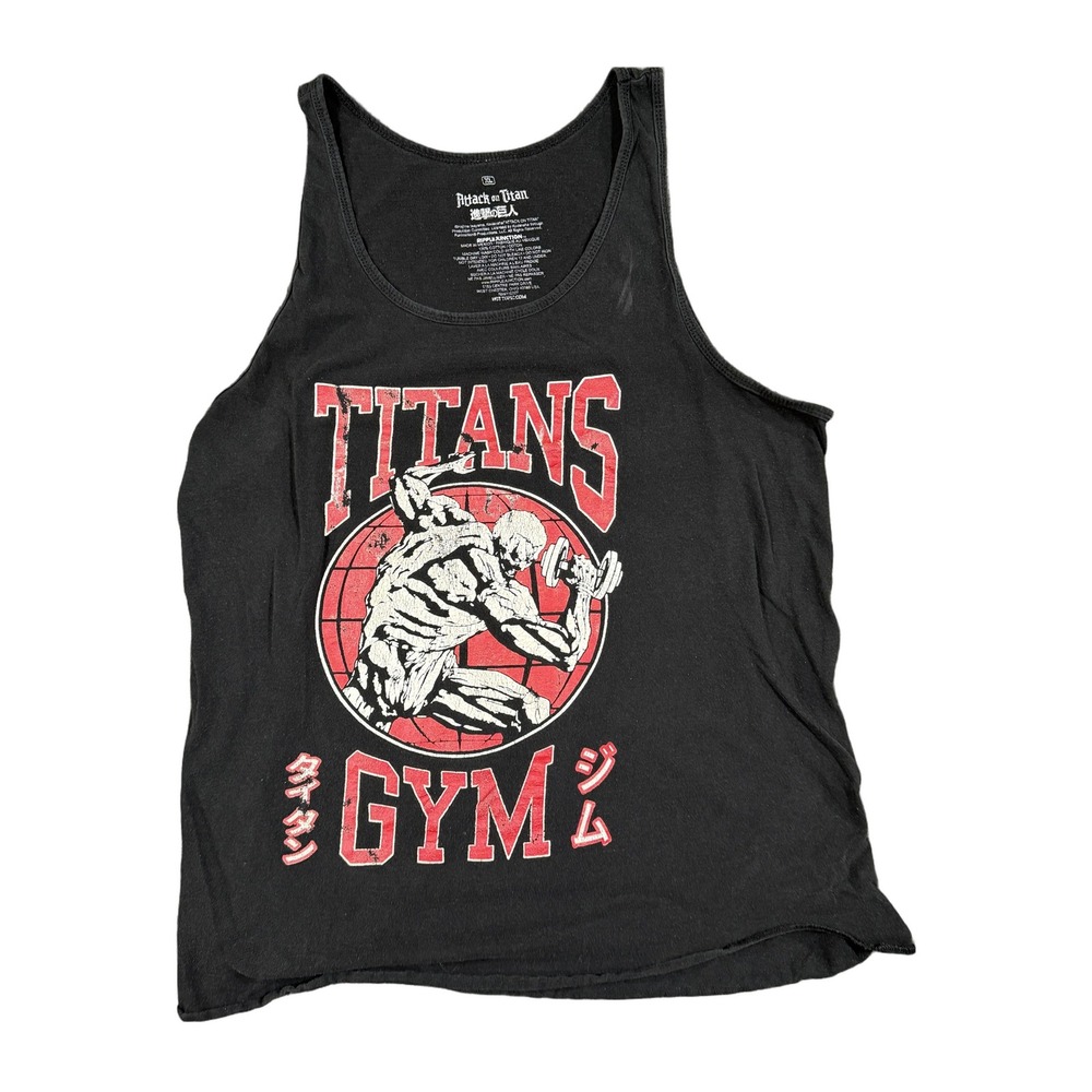 Attack on Titan Gym Tank Top Mens XL Black Ripple Junction Armored Titan Gym